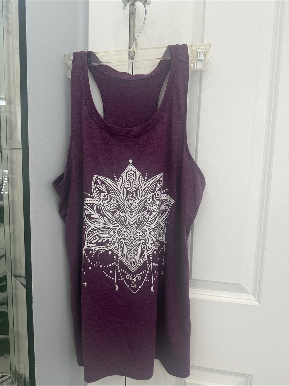 Plum Scoop Neck Tank with White Mandala Graphic